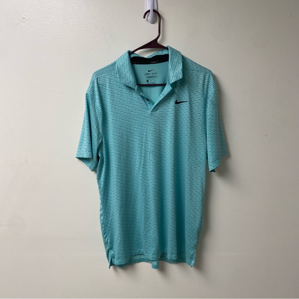 Nike Golf Dri Fit Standard Blue Patterned Polo Size Medium‎